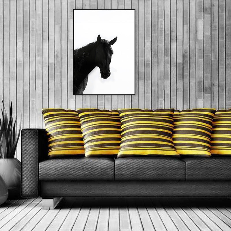 Photograph Black Horse Art Print Textured Farmhouse Sitting Room Wall Decoration