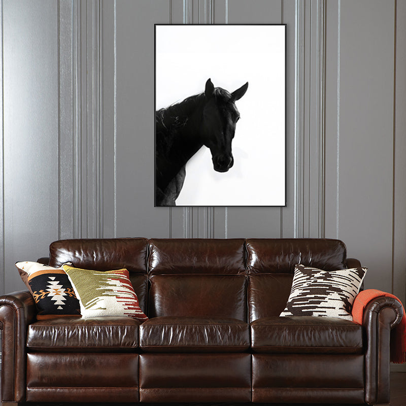 Photograph Black Horse Art Print Textured Farmhouse Sitting Room Wall Decoration