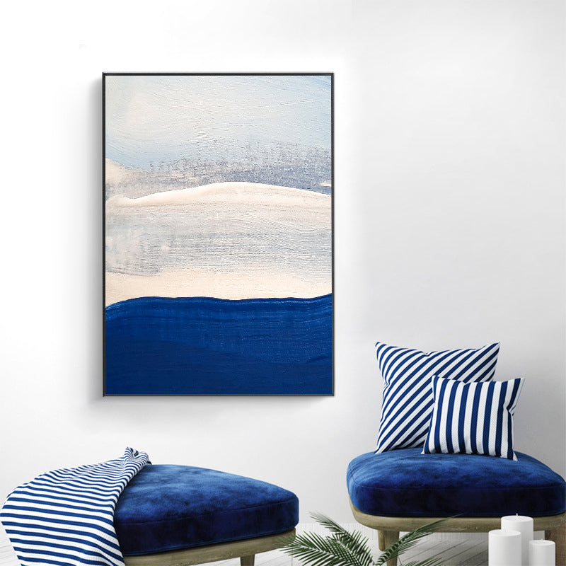 Moderne penseelstreek wanddecoratie canvas getextureerde lichte kleur schilderij voor badkamer