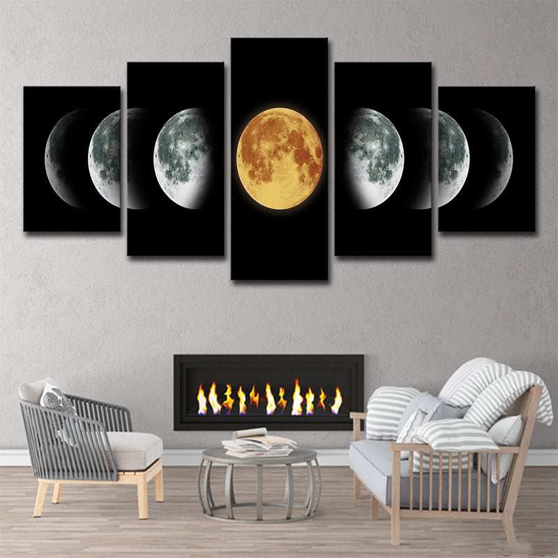 Black Lunar Eclipse Art Print Astronomy Contemporary Multi-Piece Wall Decor for Home