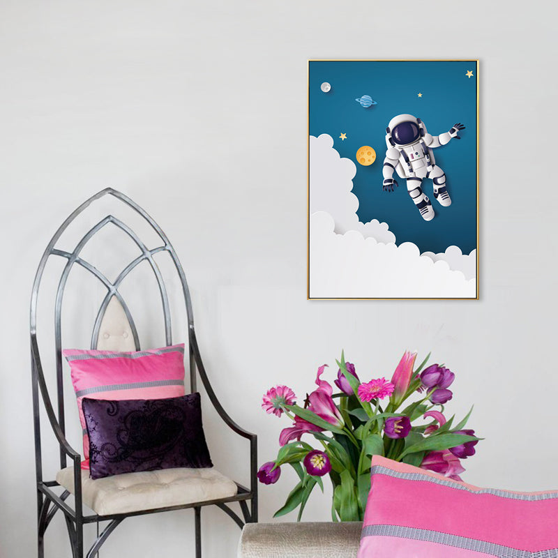 Outer Space Canvas for Bathroom Illustration Painting Wall Print, Multiple Sizes