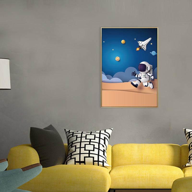 Outer Space Canvas for Bathroom Illustration Painting Wall Print, Multiple Sizes