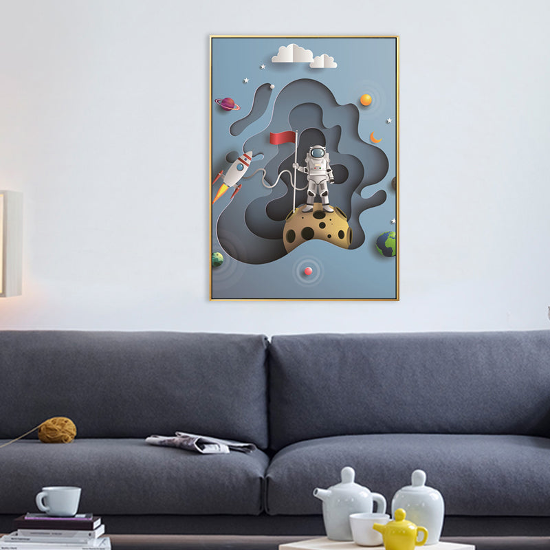 Outer Space Canvas for Bathroom Illustration Painting Wall Print, Multiple Sizes