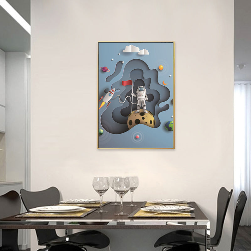 Outer Space Canvas for Bathroom Illustration Painting Wall Print, Multiple Sizes