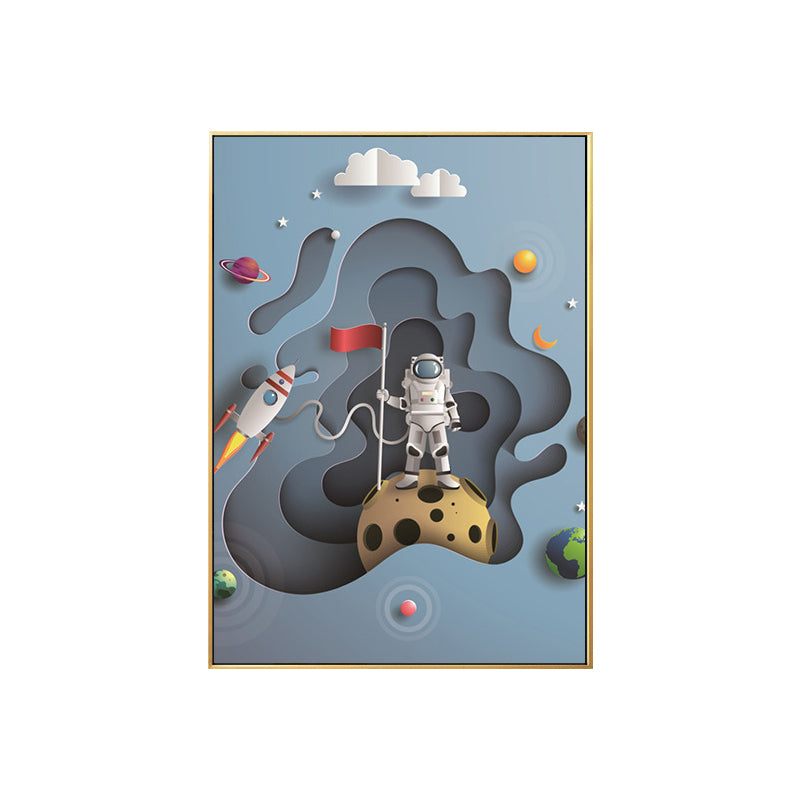 Outer Space Canvas for Bathroom Illustration Painting Wall Print, Multiple Sizes