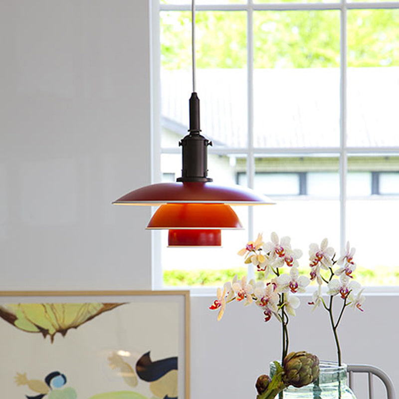 Luminaire suspendu en couches Nordic Metallic 1 Head Living Room Pendant lampe en noir / argent