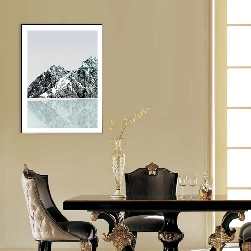 Mountain and River Scenery Canvas Modern Textured Wall art Print in Light Color for Home