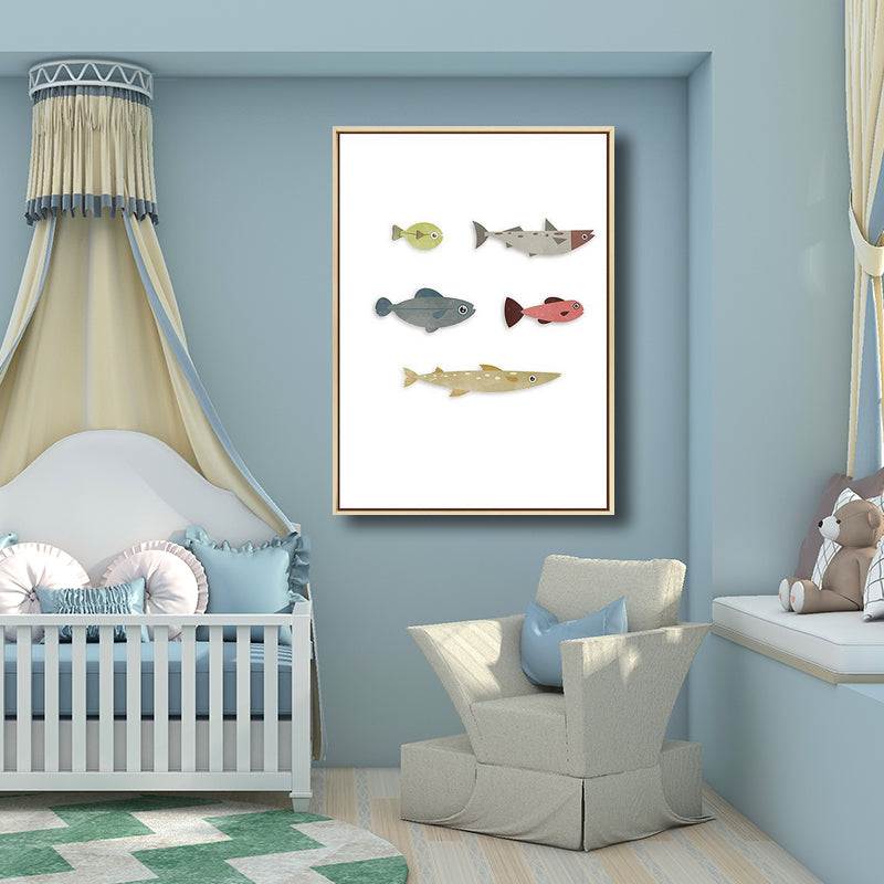 Kids Style Children Painting Animals in Light Color Wall Art Decor, Multiple Sizes