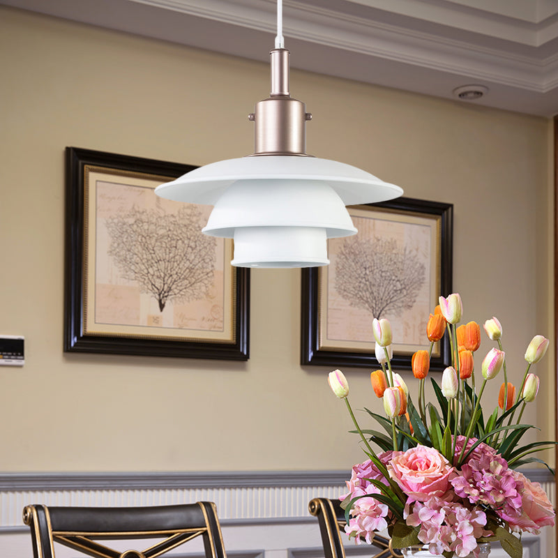 Layered Hanging Light Fixture Nordic Style Metallic 1 Head Living Room Pendant Lamp in Black/Silver