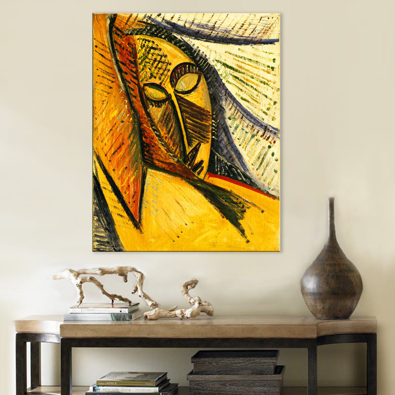 Sleeping Woman Wrapped Canvas Gold Countryside Painting for Bedroom, Multiple Sizes Available