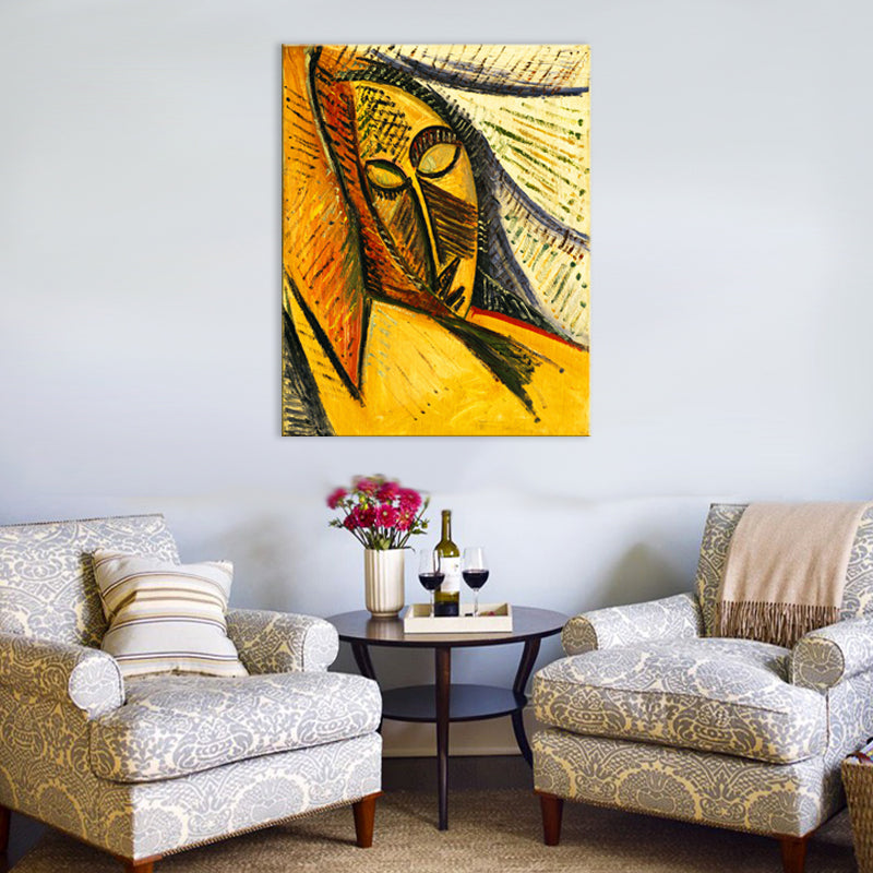 Sleeping Woman Wrapped Canvas Gold Countryside Painting for Bedroom, Multiple Sizes Available