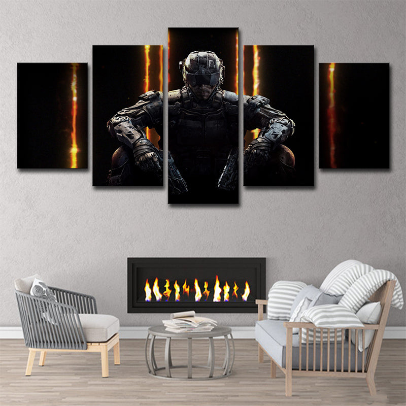 Black Game Character Canvas Print Multi-Piece Wall Art for Teenage Bedroom