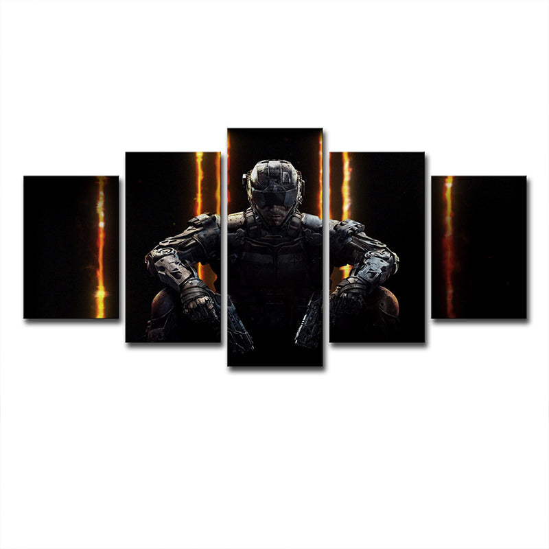 Black Game Character Canvas Print Multi-Piece Wall Art for Teenage Bedroom