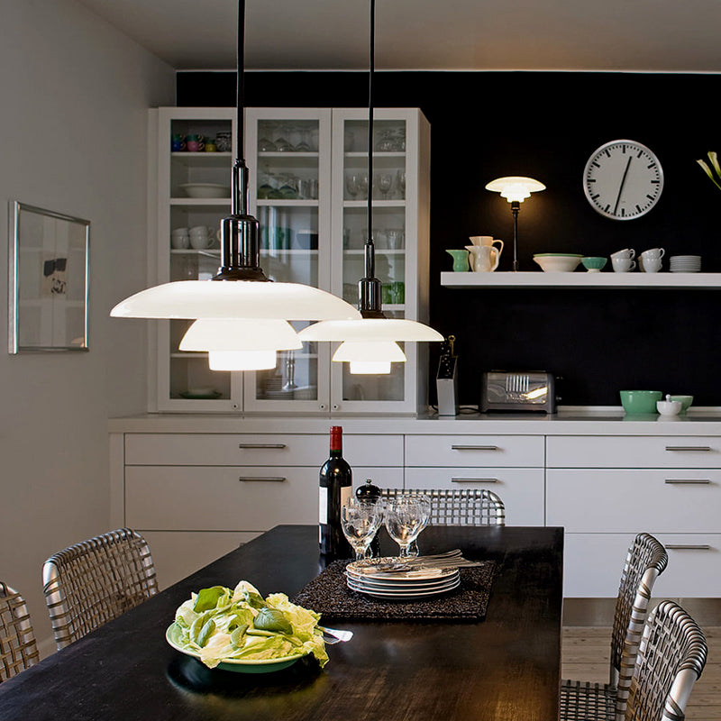 Layered Hanging Light Fixture Nordic Style Metallic 1 Head Living Room Pendant Lamp in Black/Silver