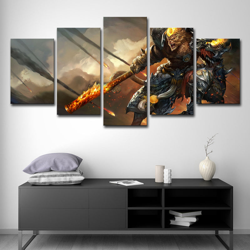 Cartoon Game Character Canvas Art Brown Multi-Piece Wall Decoration for Boys Room
