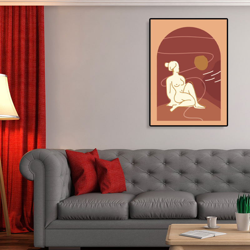Nude Women Painting for Bathroom Charcoal Drawings Canvas Wall Print, Multiple Sizes