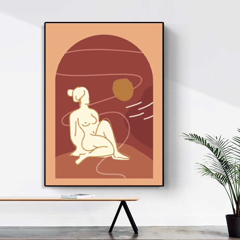 Nude Women Painting for Bathroom Charcoal Drawings Canvas Wall Print, Multiple Sizes