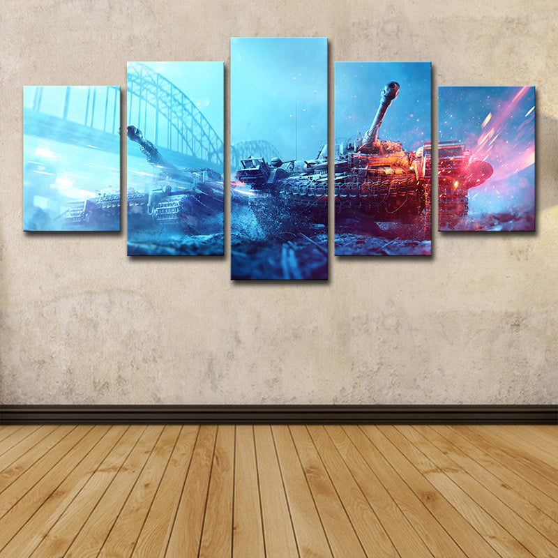 Blue Space Fight Tank Art Print Multi-Piece Fictional Living Room Wall Decoration