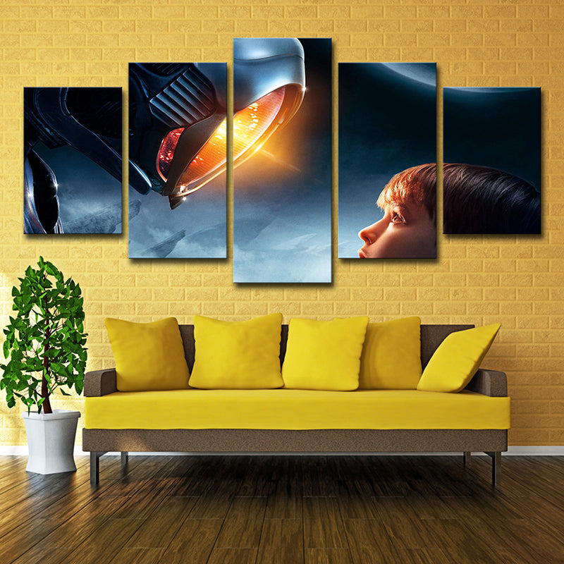 Boy Lost in Space Canvas Science Fiction Multi-Piece Bedroom Wall Art Decor in Blue