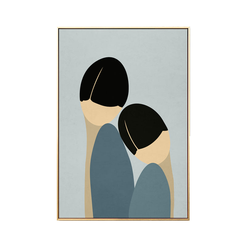 Nordic Style Standing Figure Canvas in Light Color Textured Painting for Bathroom