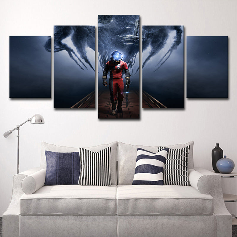 Prey Video Game Scene Canvas Art Kids Multi-Piece Wall Decor in Blue for Bedroom