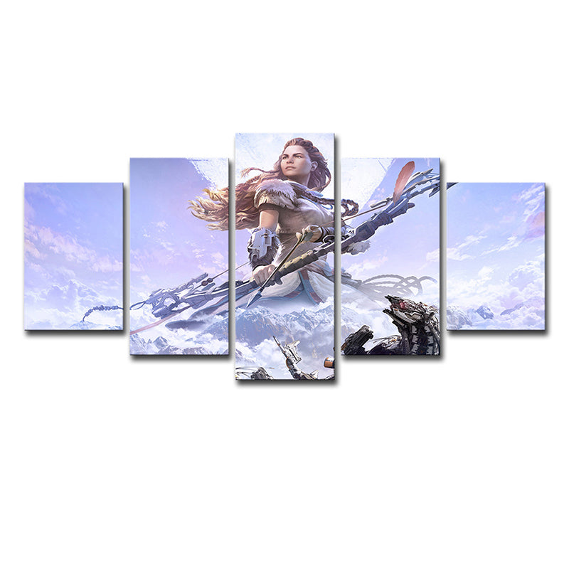 Horizon Zero Dawn Wall Art Purple Kids Style Canvas Print for Teenage Boy Bedroom