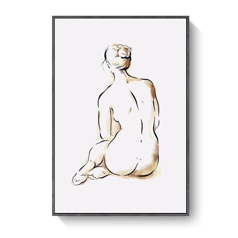 Light Yellow Minimalism Art Nude Women Wall Print for Kitchen, Multiple Sizes Options