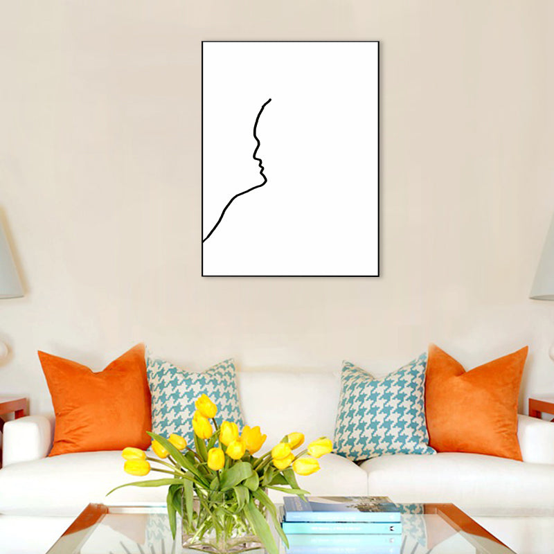 Figure Line Drawing Art Print Black and White Canvas Wall Decor for Home, Texture