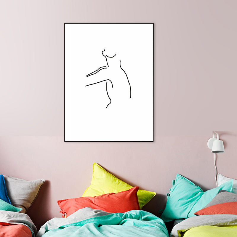 Figure Line Drawing Art Print Black and White Canvas Wall Decor for Home, Texture