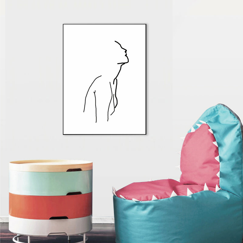 Figure Line Drawing Art Print Black and White Canvas Wall Decor for Home, Texture