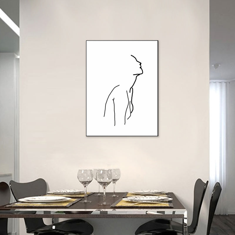 Figure Line Drawing Art Print Black and White Canvas Wall Decor for Home, Texture