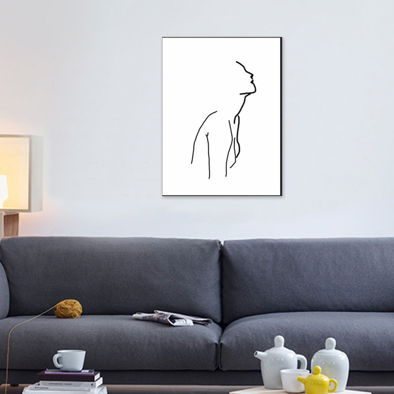 Figure Line Drawing Art Print Black and White Canvas Wall Decor for Home, Texture