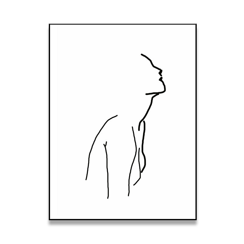 Figure Line Drawing Art Print Black and White Canvas Wall Decor for Home, Texture