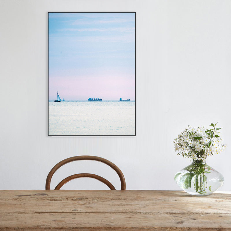 Tropix Canvas Wall Art Pink and Blue Ocean Scenery with Sunset Glow Wall Decoration