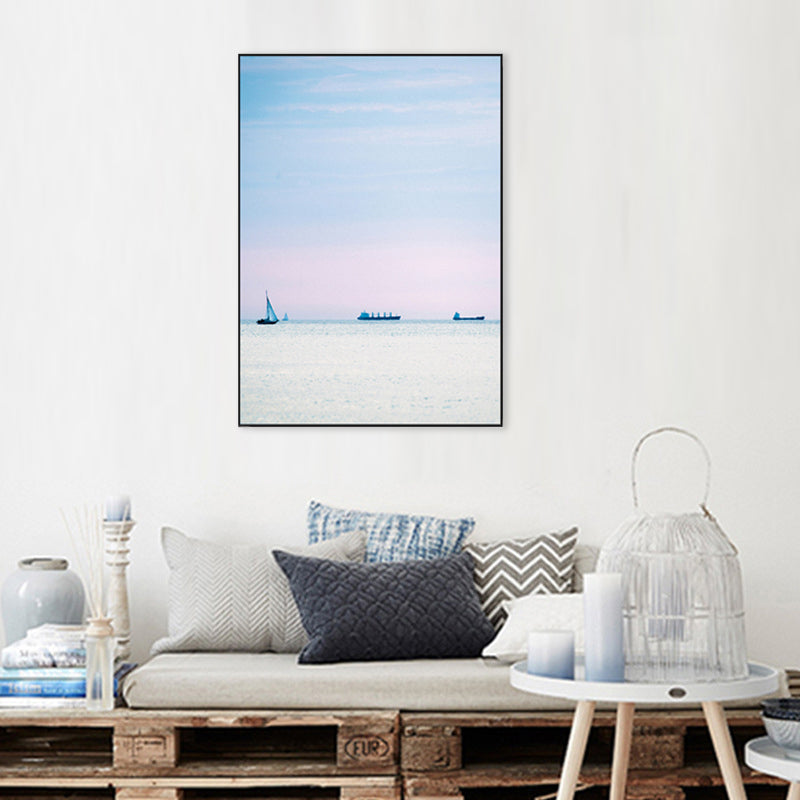 Tropix Canvas Wall Art Pink and Blue Ocean Scenery with Sunset Glow Wall Decoration