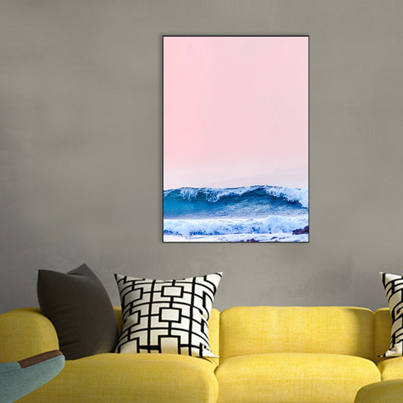 Tropix Canvas Wall Art Pink and Blue Ocean Scenery with Sunset Glow Wall Decoration