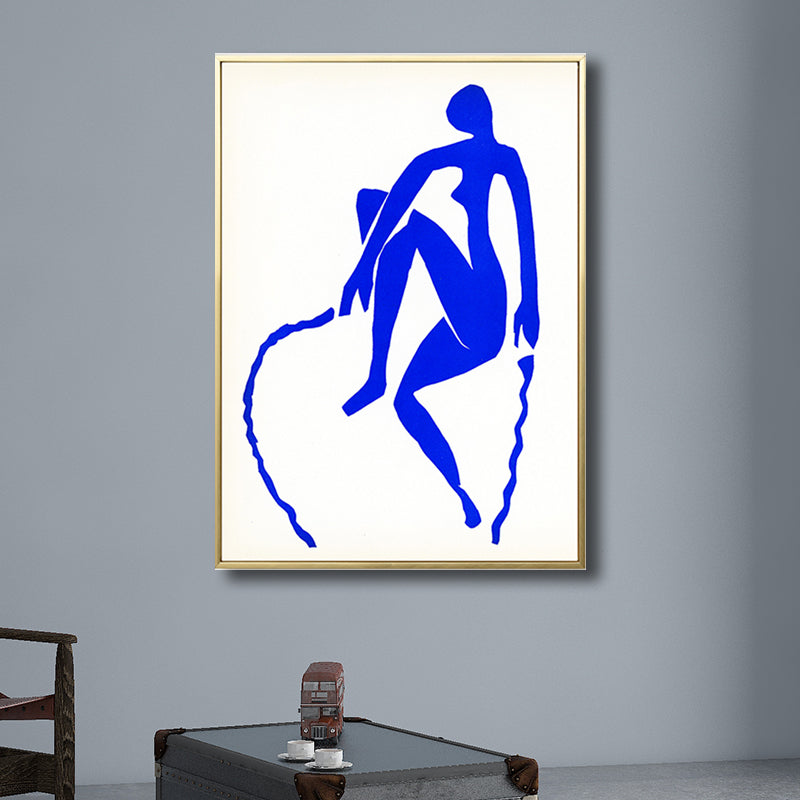 Woman Drawing Canvas Print Dark Color Simple Style Wall Art Decor for Living Room