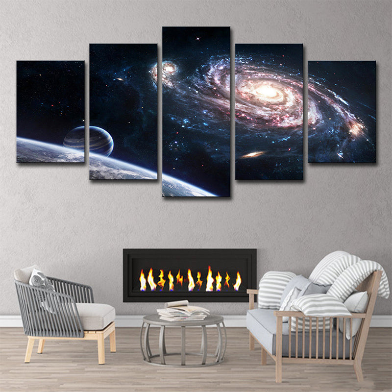 Space Vortex Canvas Print Pink and Black Science Fiction Wall Art Decor for Bedroom