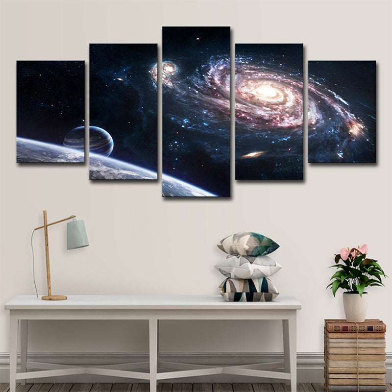 Space Vortex Canvas Print Pink and Black Science Fiction Wall Art Decor for Bedroom