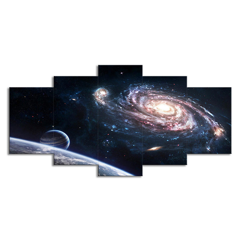 Space Vortex Canvas Print Pink and Black Science Fiction Wall Art Decor for Bedroom