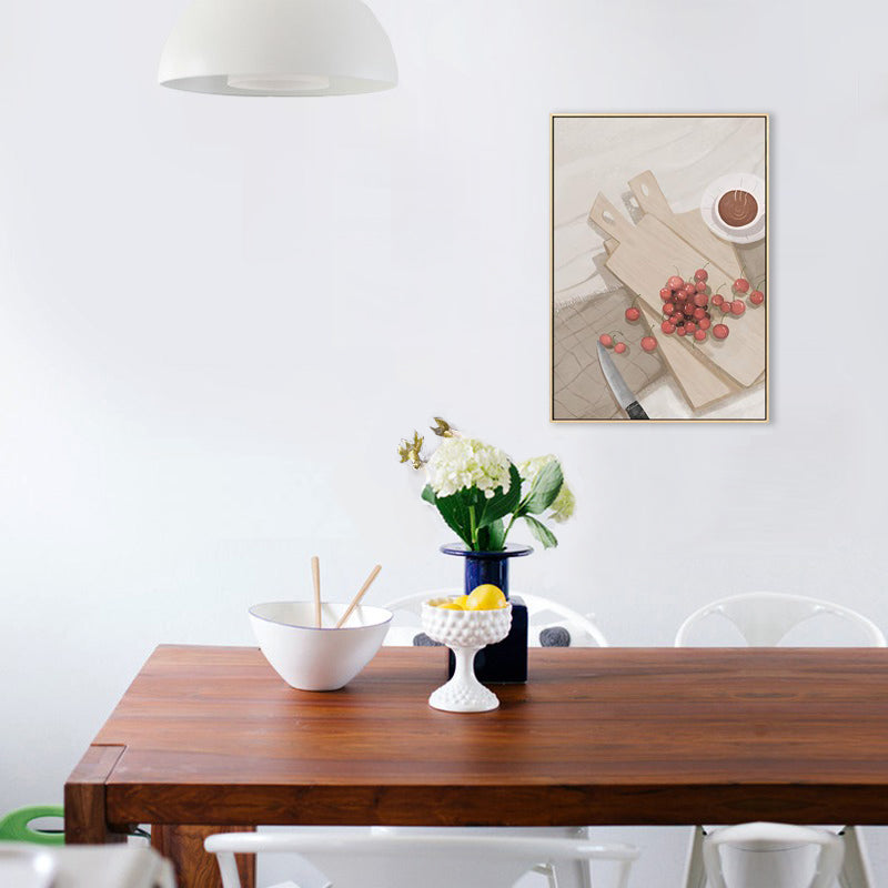 Dining Table and Cherries Canvas Textured Nordic Style for Girls Bedroom Painting