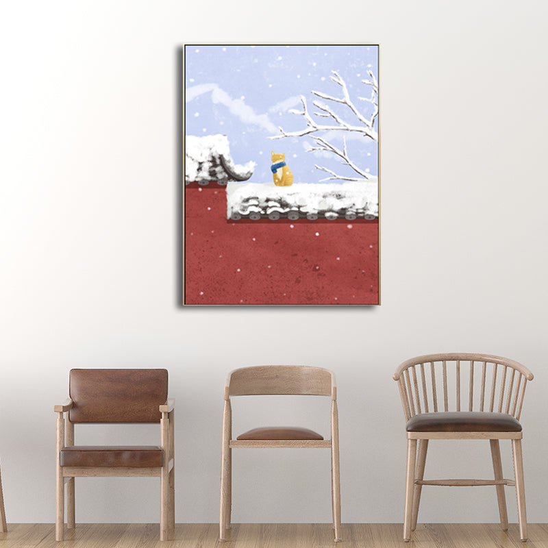 Toile imprimée de paysage artistique pour enfants, décoration murale texturée de couleur Pastel pour chambre à coucher