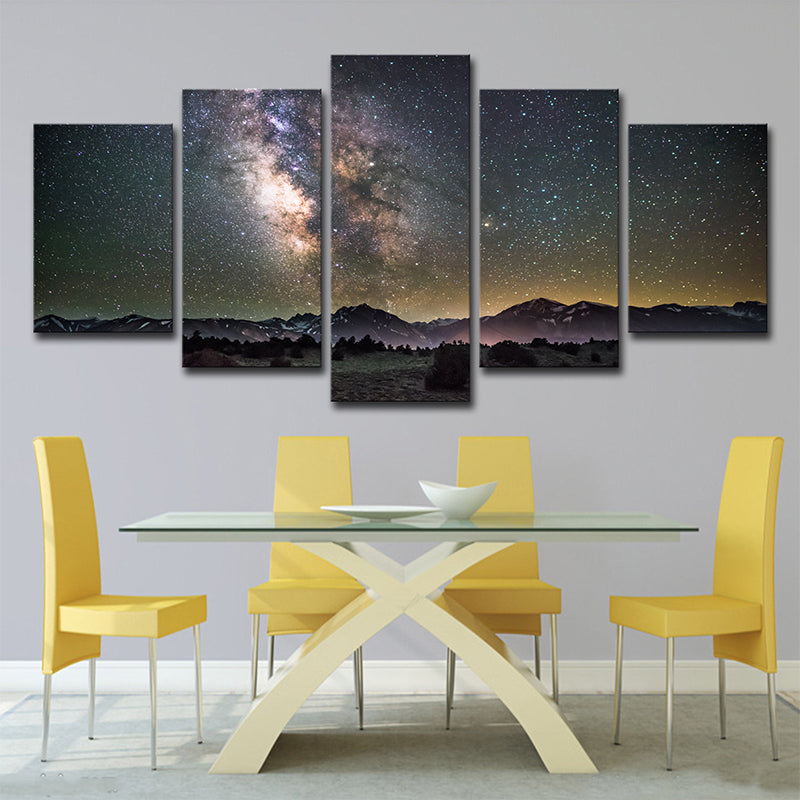 Kids Galaxy Starry Night Canvas Black Multi-Piece Wall Art Print for Living Room