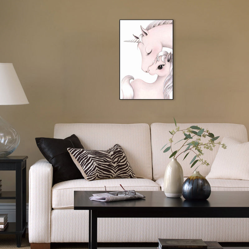 Kids Style Wall Art Print Pink Novelty Unicorn Painting, Multiple Sizes Available