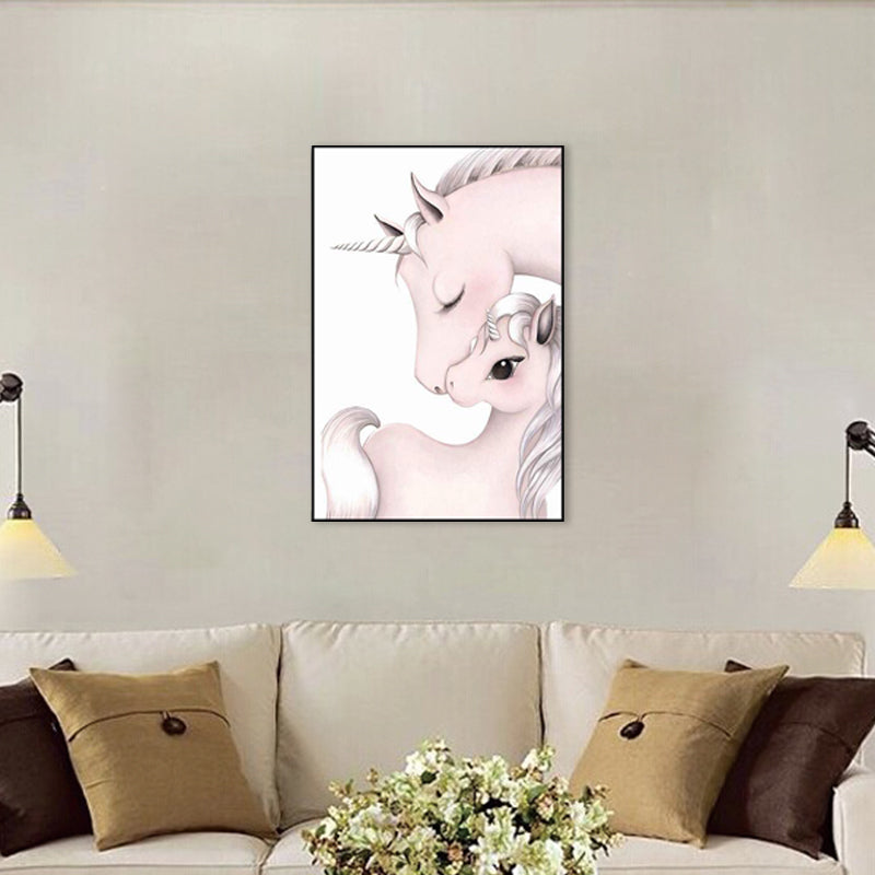 Kids Style Wall Art Print Pink Novelty Unicorn Painting, Multiple Sizes Available