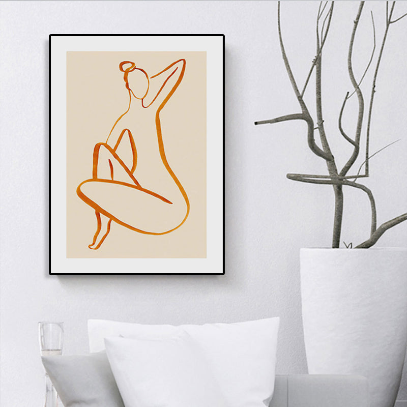 Charcoal Drawing Canvas Minimalism Style Art Women in Soft Color, Multiple Sizes