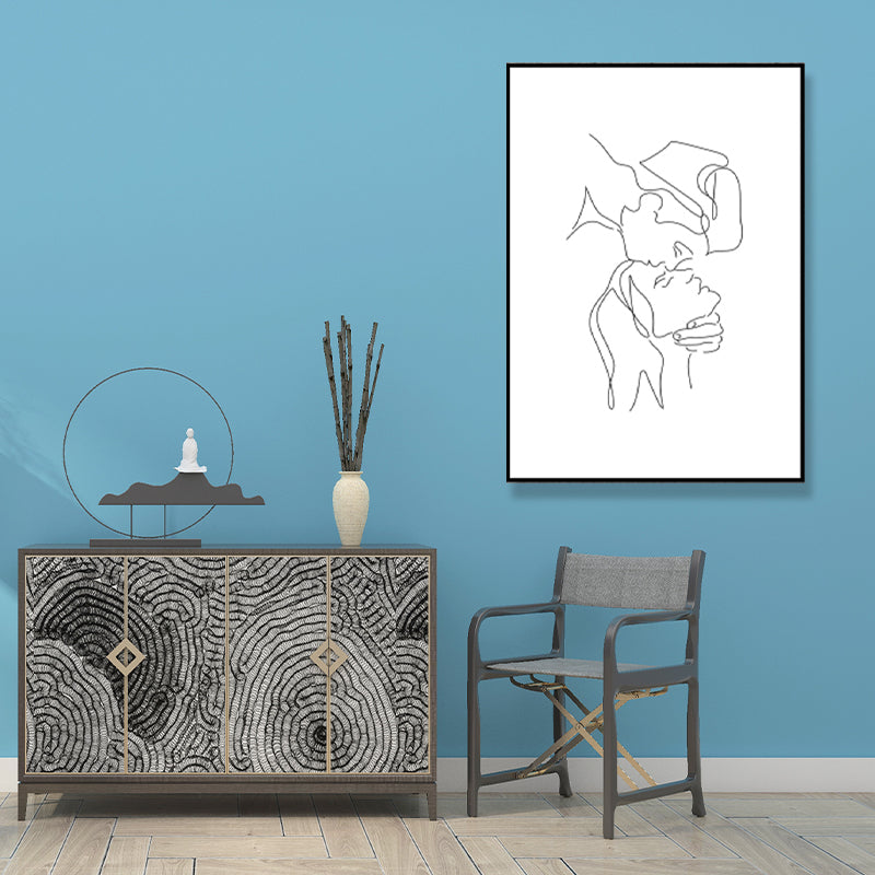 Pencil Line Drawing Wall Art in Black and White Canvas Print Wall Decor, Textured