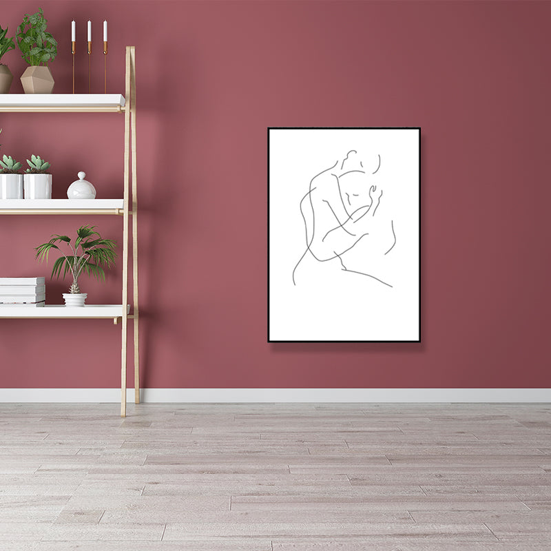 Pencil Line Drawing Wall Art in Black and White Canvas Print Wall Decor, Textured
