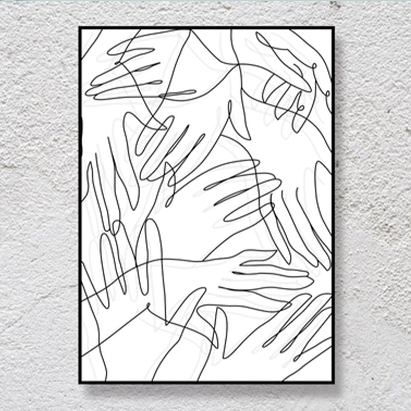 Pencil Line Drawing Wall Art in Black and White Canvas Print Wall Decor, Textured