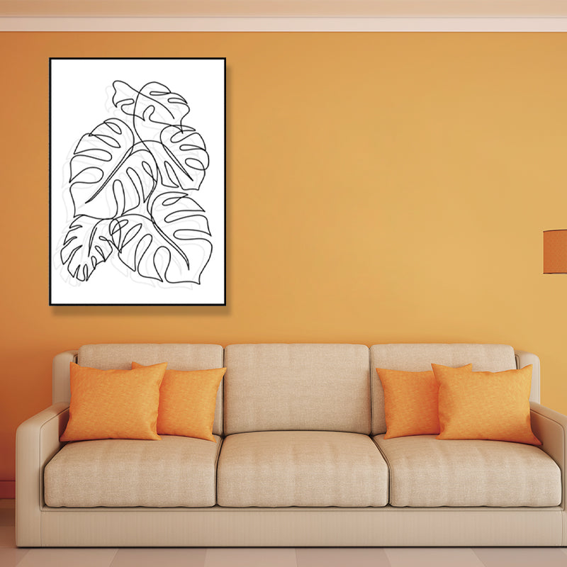 Pencil Line Drawing Wall Art in Black and White Canvas Print Wall Decor, Textured